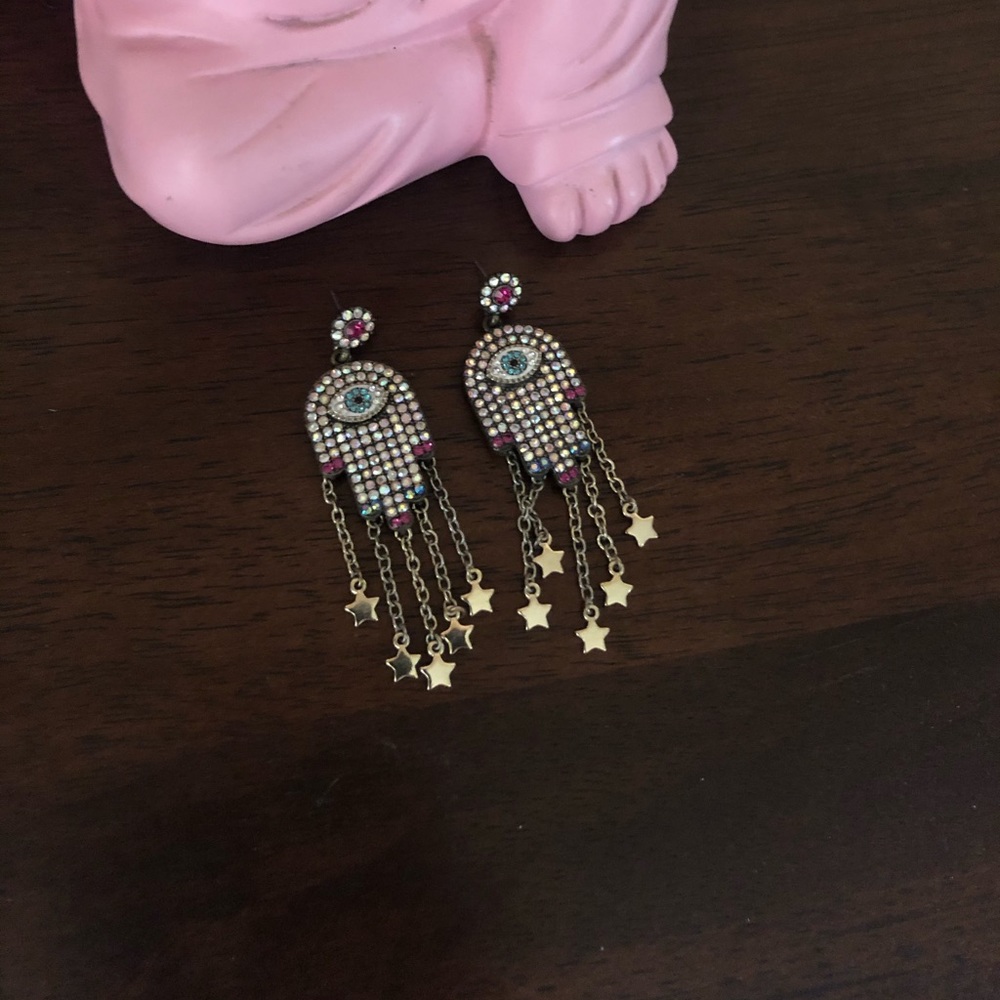 Betsey Johnson Bejeweled Hamsa Earrings